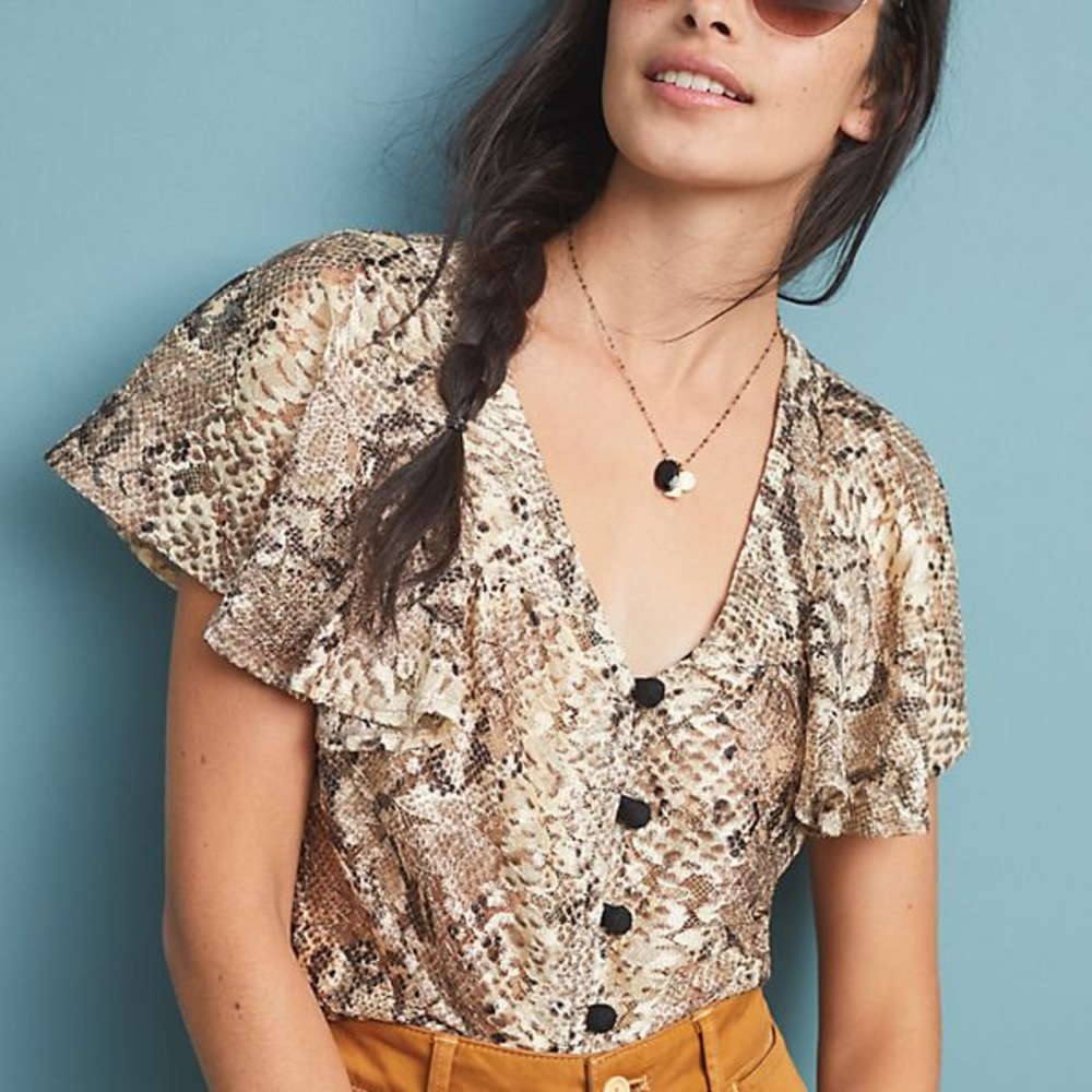Anthropologie Snake-Printed Blouse NEW WITH TAGS